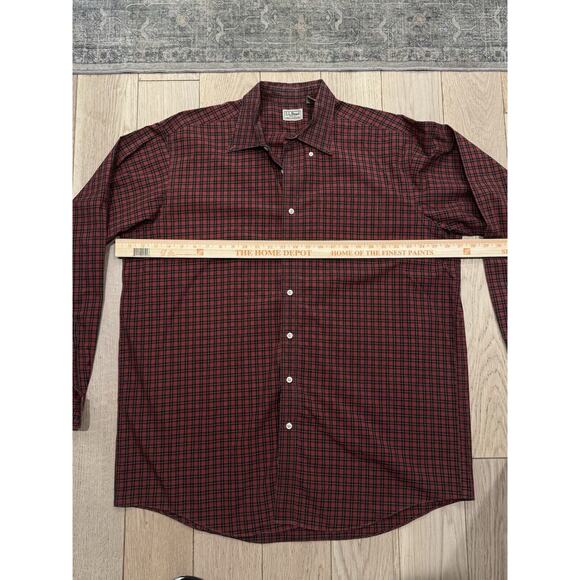 LL Bean Vintage Button-Down Shirt Men's X-Large Tall Dark Red Plaid 100% Cotton - Picture 7 of 9